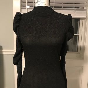 SPARKLEY Shein puff sleeve shine top